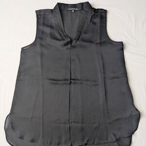 Chadwicks Blouse Womens Small Black Silky Classic Loose Fit‎ Flowy Sleeveless
